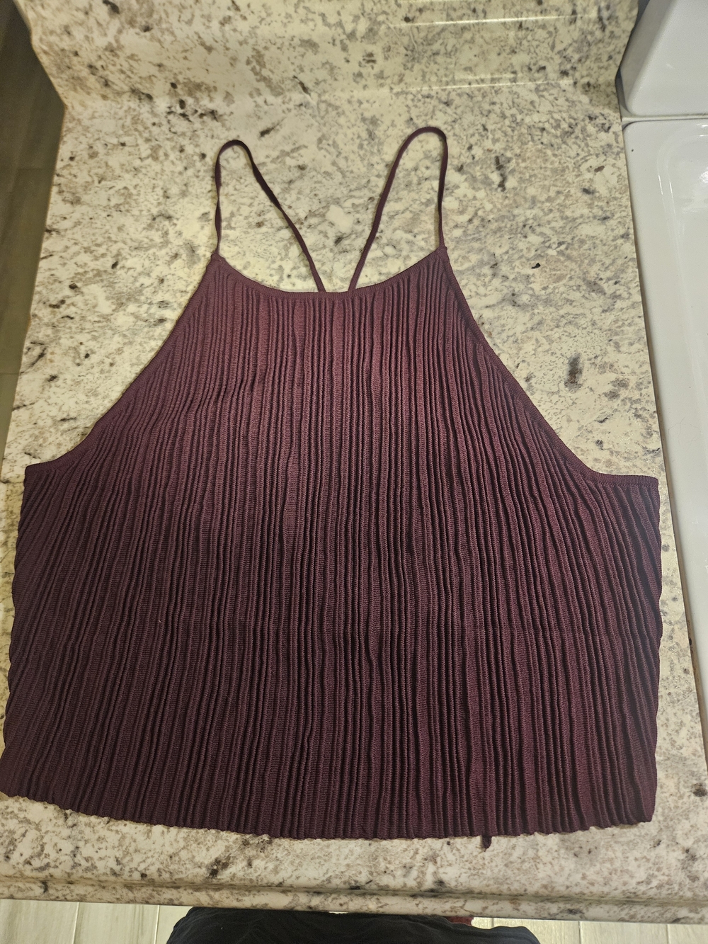 Free People Women's Ribbed Egggplant Tank Top - Sleeveless Strappy Style